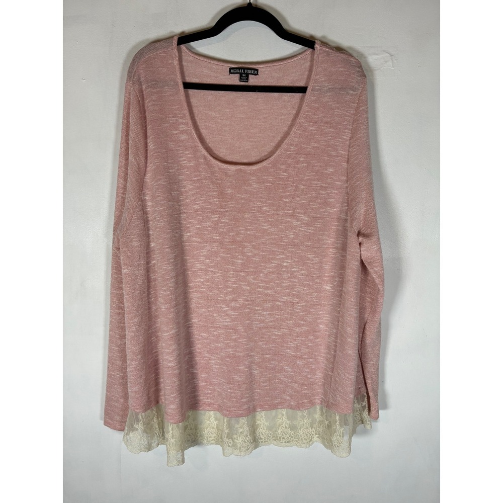 Moral Fiber 3X Dusty Pink Lace Hem Tunic Top Long Sleeve Boho Romantic